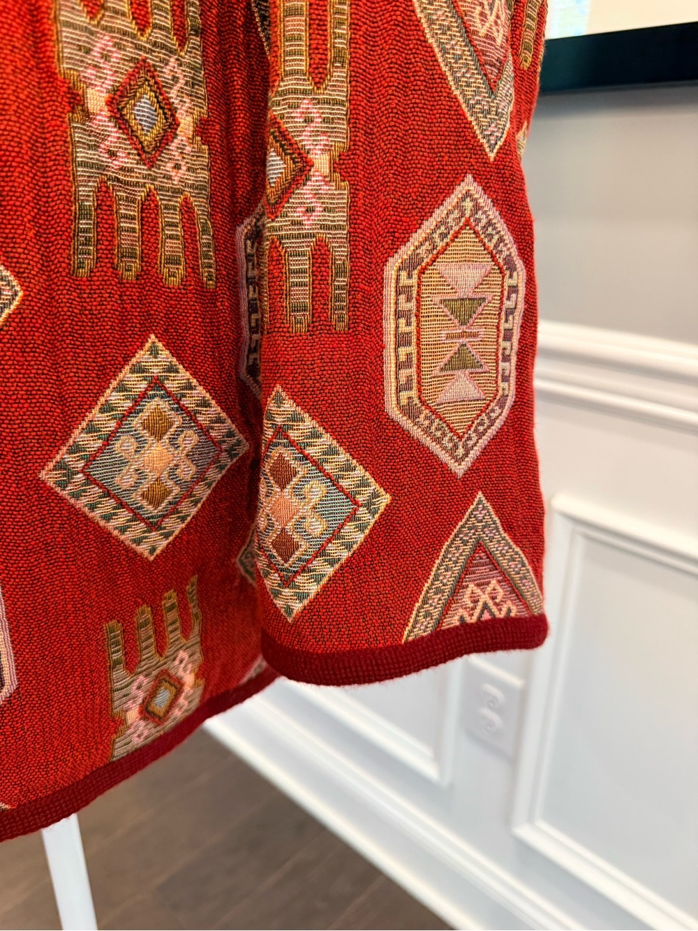 VTG The Limited Collection Tapestry Jacket Aztec Southwestern Red Boho Coat L - Picture 8 of 13